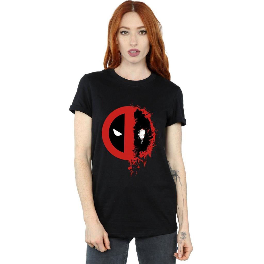 Marvel Womens/Ladies Deadpool Split Splat Logo Cotton Boyfriend T-Shirt