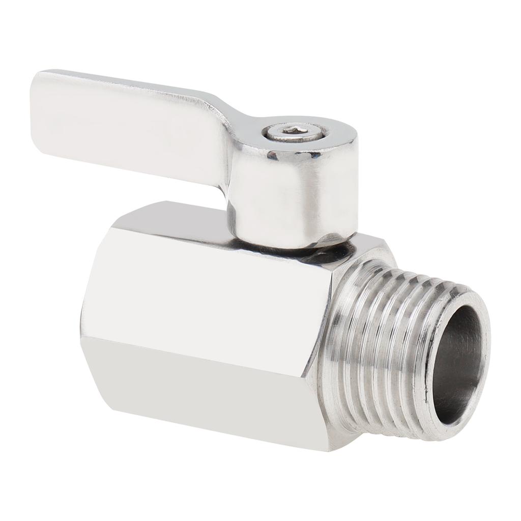 1/2 Inch Female X Male NPT Thread 304 Stainless Steel Mini Ball Valve Shut-off Valve Shower Head Flow Control Valve for Pipe / Bathroom