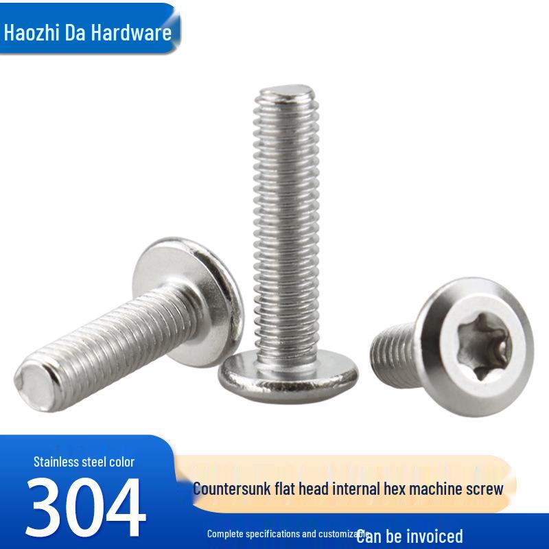 304 Stainless Steel Torx Countersunk Screw, M4-M8 Hex Socket, Flower Shape Beveled Flat Round Head M5*6 [20 pcs]