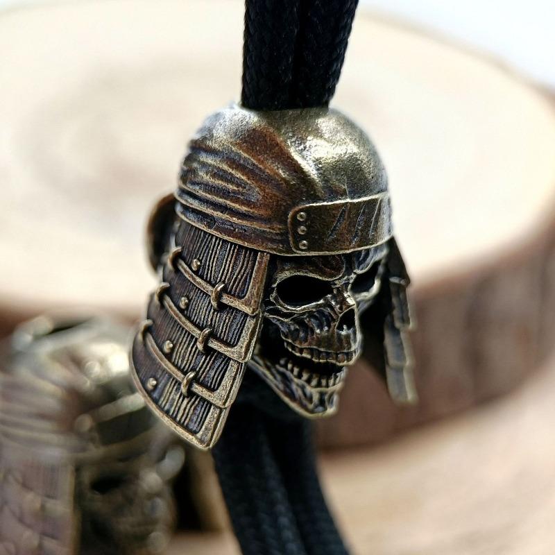 Ninja Dödskalle Huvud Mässing Knivpärlor EDC DIY Paracord Vävd Armband Lanyard Hängen Tillbehör Utomhusverktyg Hängen Berlocker