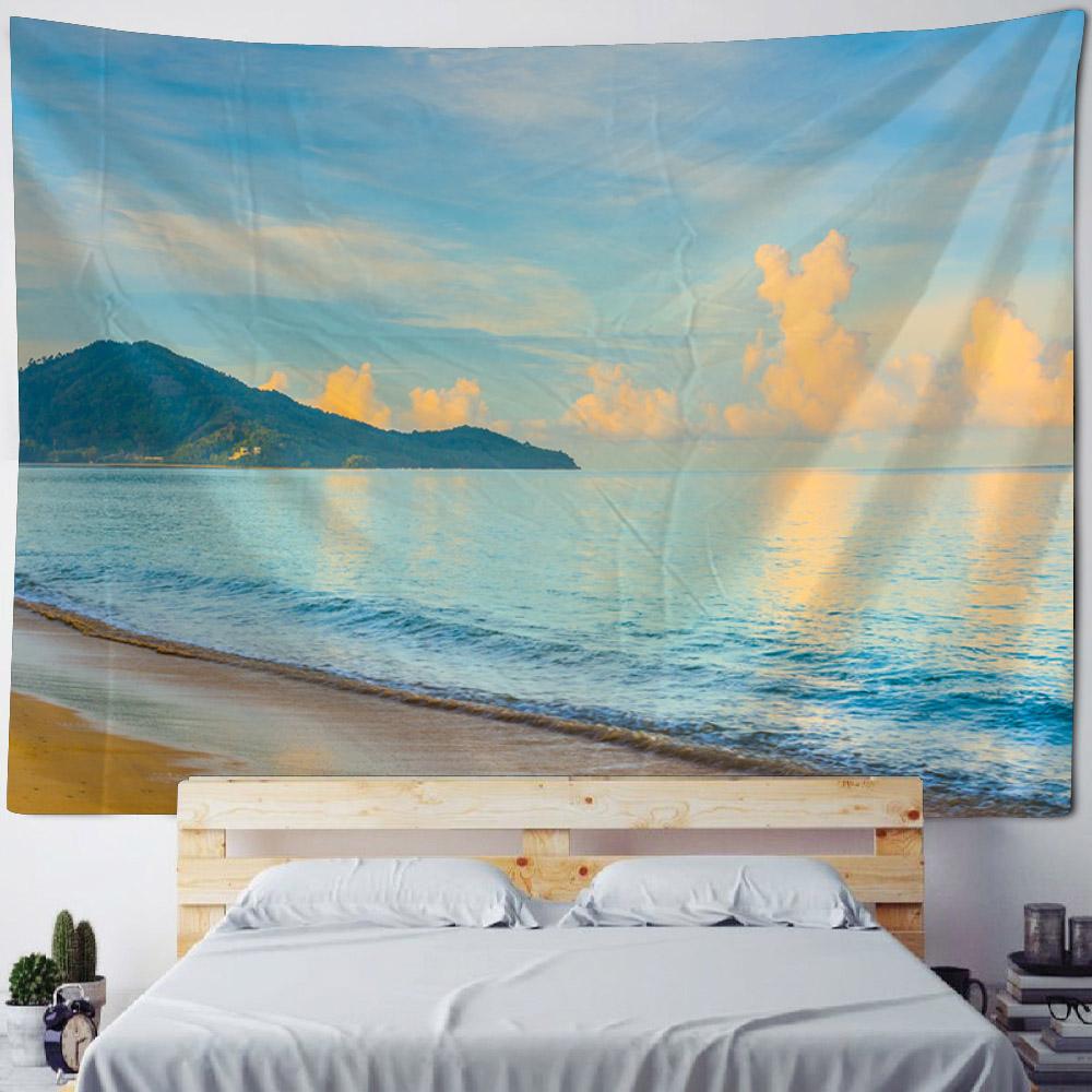 Retro Oil Painting Tapestry, Ocean View, Home Wall Hanging Fabric, Bohemian, Aesthetics, Living Room, Bedroom, Wall Decoration