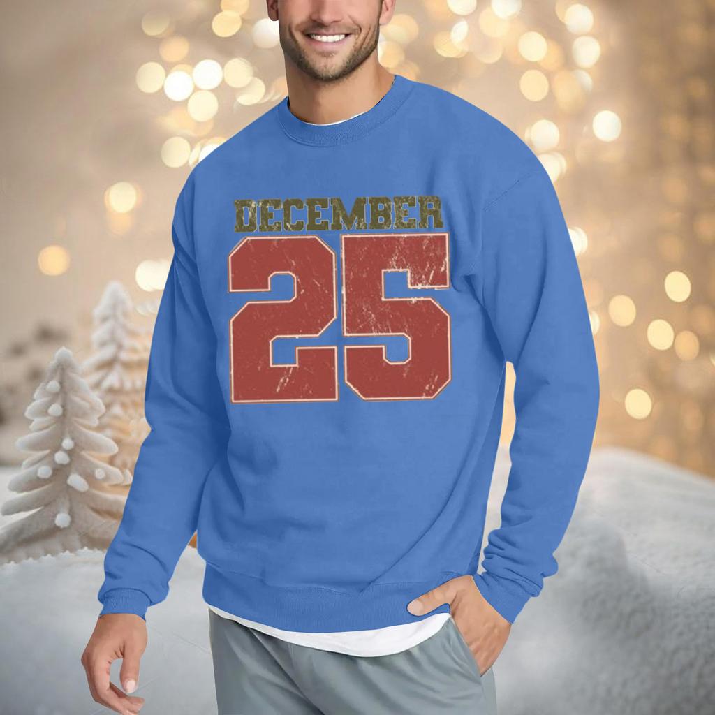 Christmas Print Loose Fit Round Neck Sweatshirt For Men