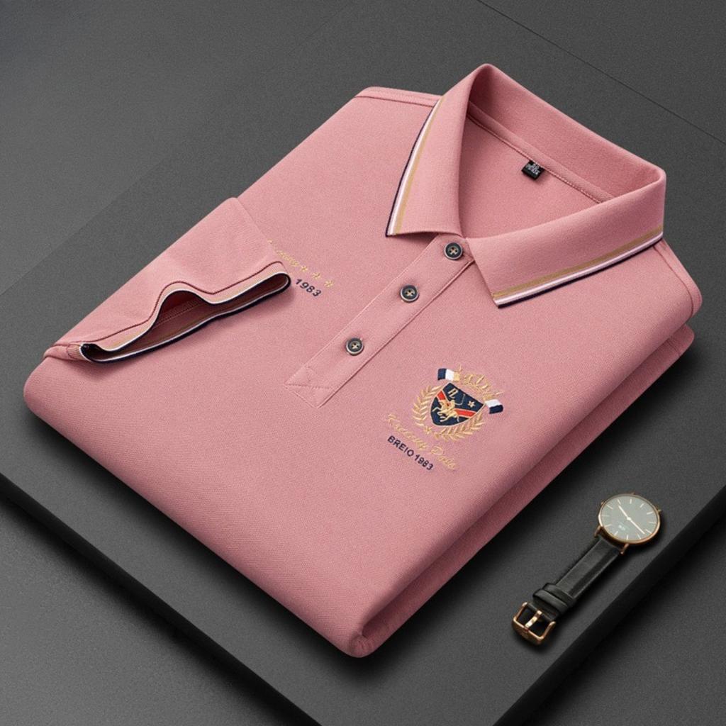 Trend Hub Polo pentru bărbați, casual, cu mânecă scurtă, brodat, la modă, culoare solidă