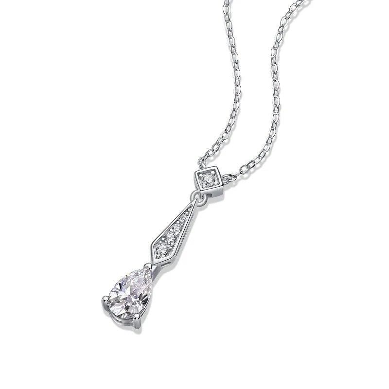 Trendy Real D Farbe 1CT Birnenschliff Moissanite Anhänger Halskette für Frauen S925 Silber Wassertropfen Diamant Halsketten