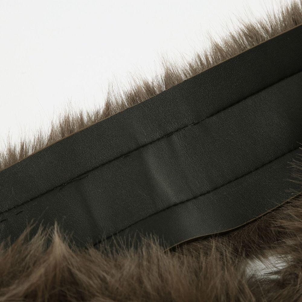 Punk Plush Belt PU Leather Y2K Waistband Simple Leather Fur Belt  Autumn/Winter