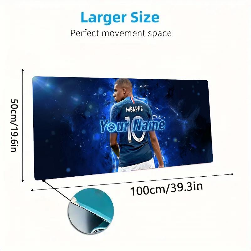 Custom Name Soccer Jersey Custom Name Large Size Mouse Pad Gaming Table Cushion Nonslip Laptop Tablet Big XXL Mat Mini PC Playmat With Lock edge