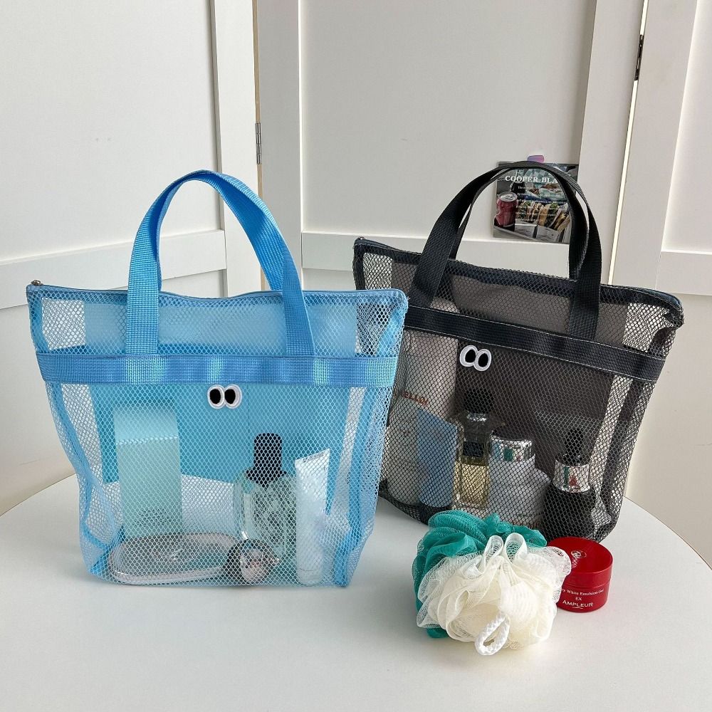 Borsa Portatile a Rete Grande Capacità per Articoli da Toeletta Traspirante e Carina Adatta per l'Uso in Spiaggia Pieghevole Borsa da Nuoto per Riporre Oggetti