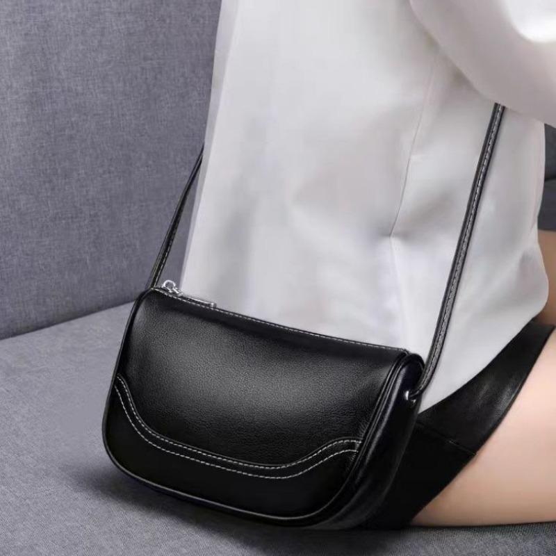 Dámská taška přes rameno crossbody, skořepinová taška, pravá kůže, podpažní taška na zip