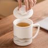 High-end Sheep Fat Jade Mug with Lid Tea and Water Separation Personal Cup Filter Tea Separator Mug Work Office Cup Drinkware