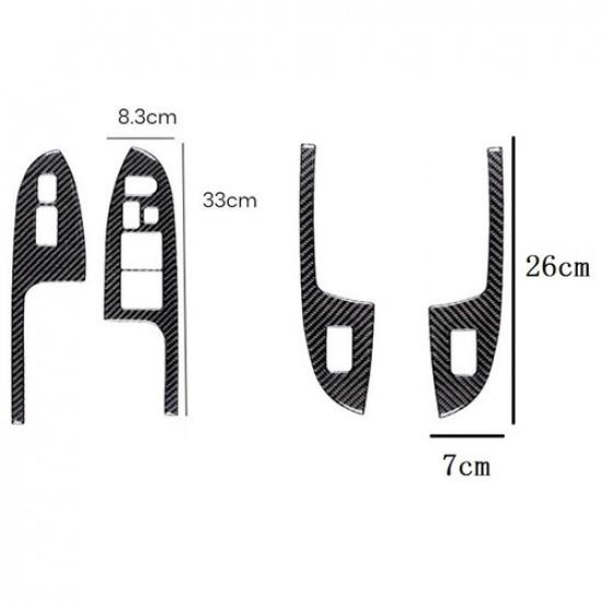 4Pcs Carbon Fiber Window Lift Switch Cover Trim Fits Honda Accord Sedan 2003-07