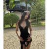 American Irregular Niche Sexy Hollow Low-cut Neck Strap Exposed Navel Bottoming Vest Female Pure Desire Style Design Sense