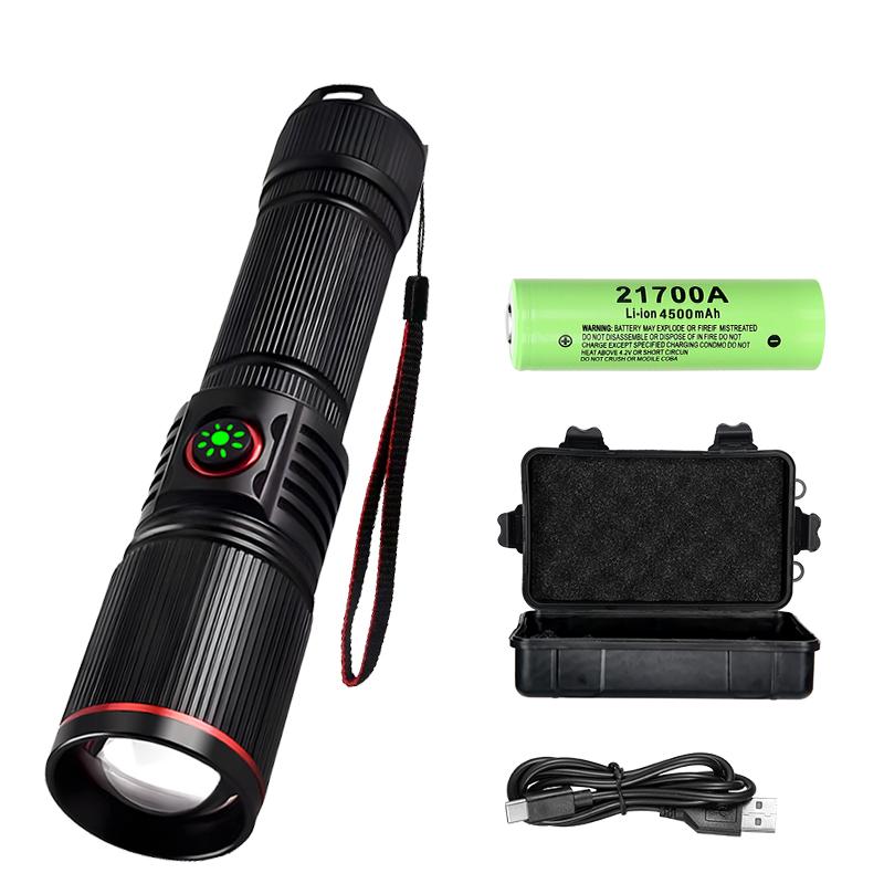 Ultra Bright LED Aluminum Alloy Flashlight USB Rechargeable Telescopic Zoom Torch Outdoor Stepless Dimming Camping Flashlights
