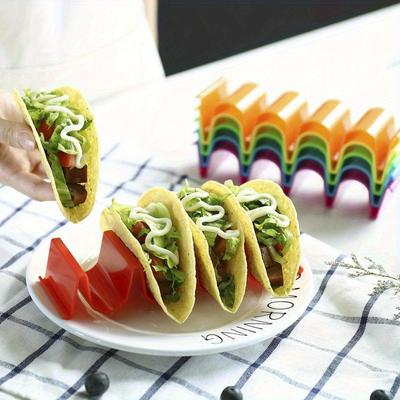 8 Stück Regenbogenwelle Taco-Ständer - Kreatives Kunststofftablett für Mexikanische Rolle, Mexikanische Rolle und Pfannkuchen - Küche Küchenutensilien