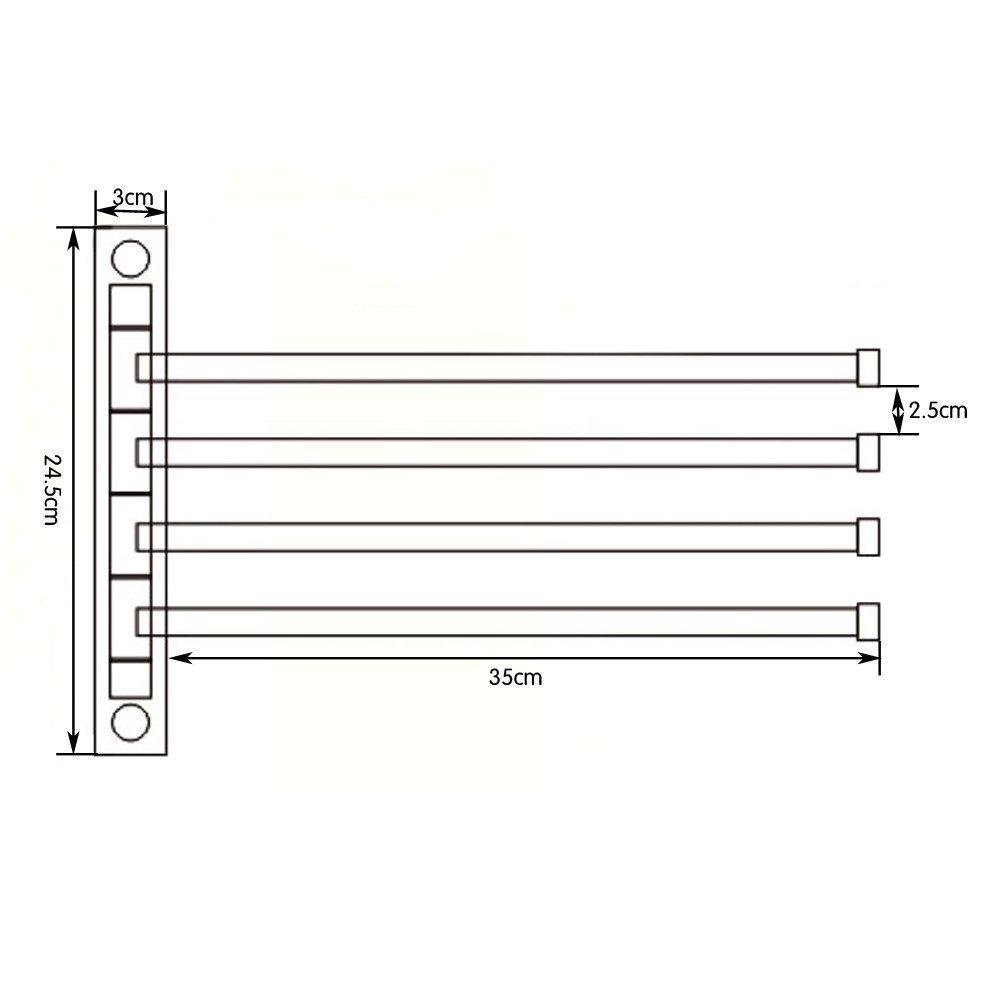 Sumnacon Towel Towel Swing Bathroom Towel Stainless Wall Matte Stainless Steel Hanger, Rack, Arm, Bar, Steel, Mounted, Space-Saving, (L, Silver)