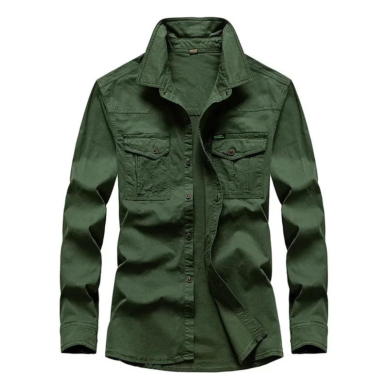Spring Autumn Loose Long Sleeve Casual Shirts Men Pure Color Workwear Top Youth Fashionable Cotton Shirt Man