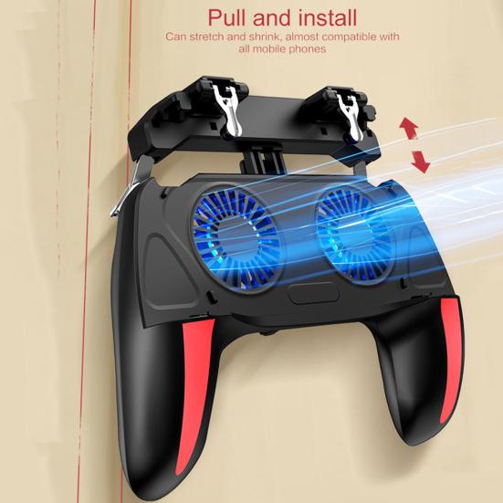 H10 4-Finger Dual Cooling Fan Wired Game Controller Joystick Gamepad for Phone