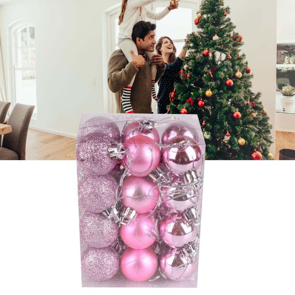 72Pcs Christmas Balls Hanging Decorative Christmas Tree Balls for Christmas Weddings Engagements Anniversaries Parties Pink