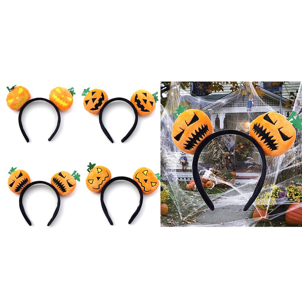 Kids Halloween Pumpkin Party Headwear Hair Hoop Soft Fluffy Fabric Headband DIY Decoration
