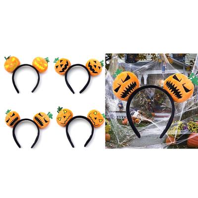 Kids Halloween Pumpkin Party Headwear Hair Hoop Soft Fluffy Fabric Headband DIY Decoration