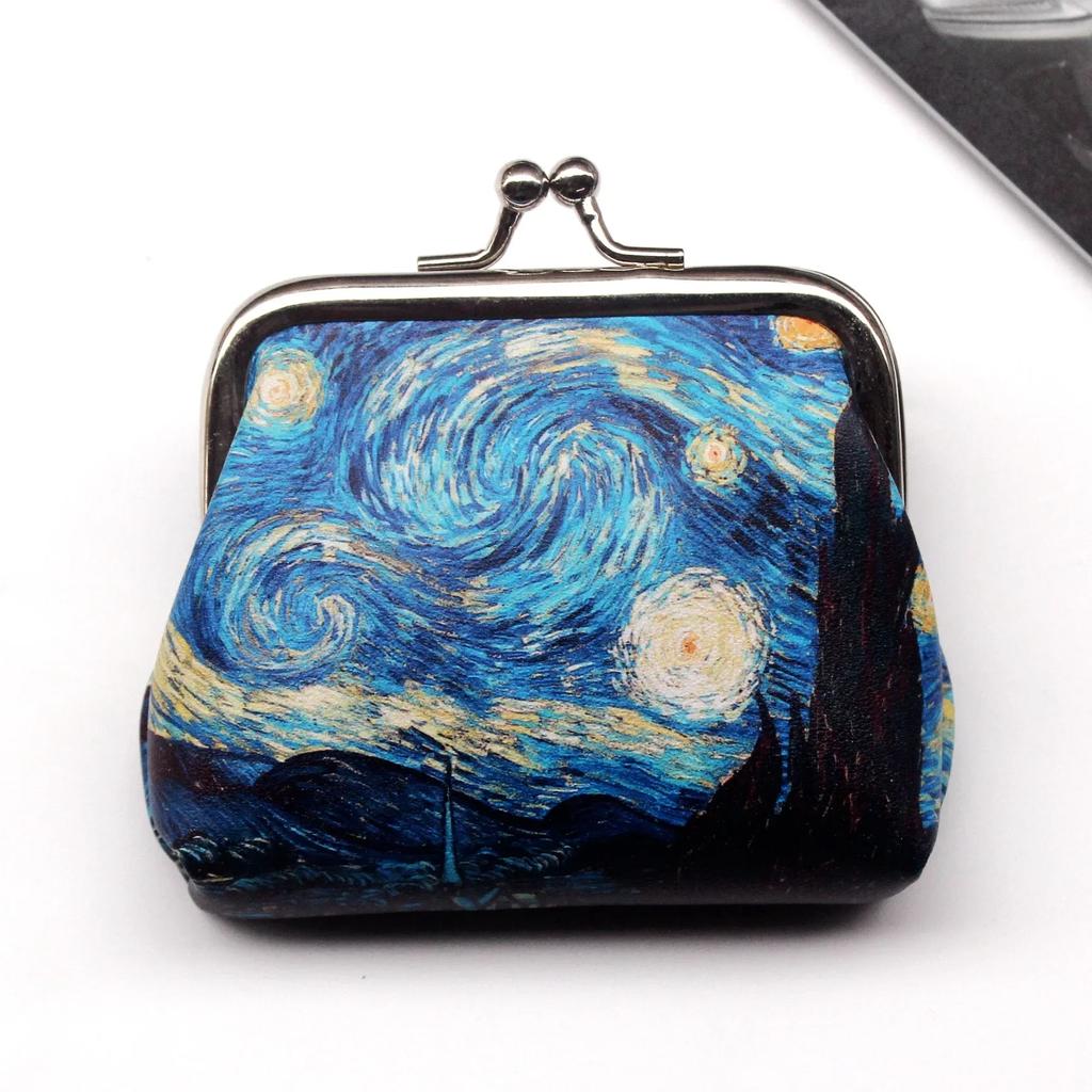 Monedero pequeño de piel sintética con estampado vintage para mujer, tarjetero y cartera corta.