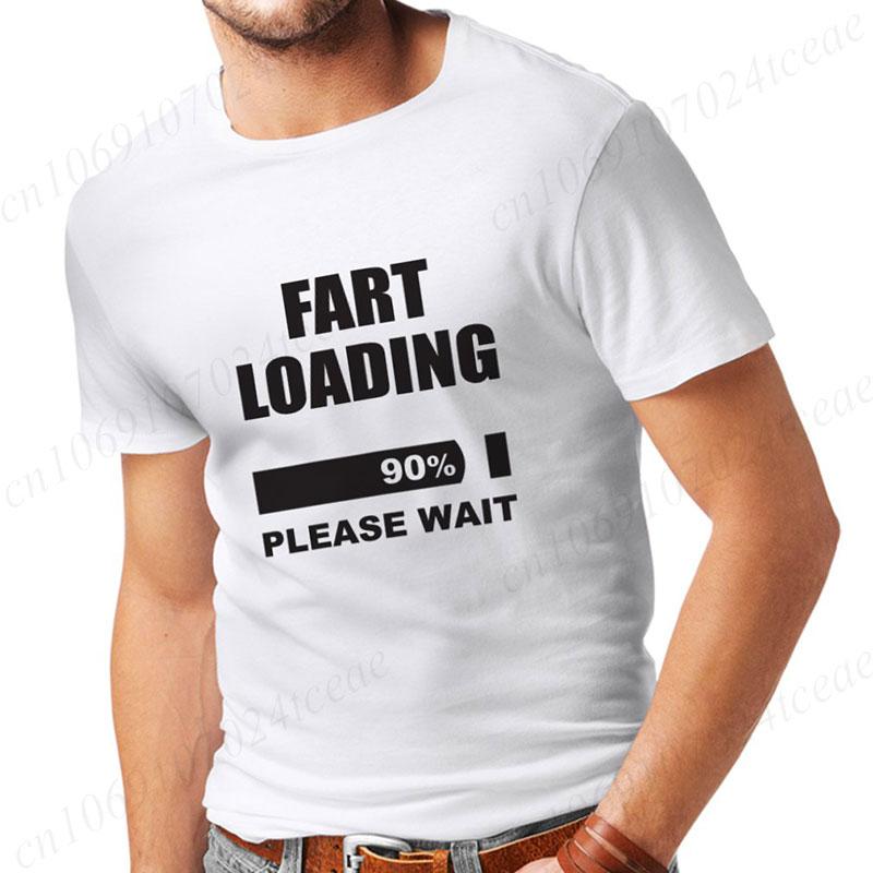 Men's T-shirt Fart Loading Please Wait Print Tshirts Dad Joker T-shirt Clothes Oversized Man Clothes Funny Gag Hilarious Gift