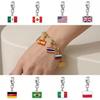 Stainless Steel Country Flag Bracelet Pendant Hand Chain Charm Travel Wristlet Keychain with Lobster Clasp and Small Profile