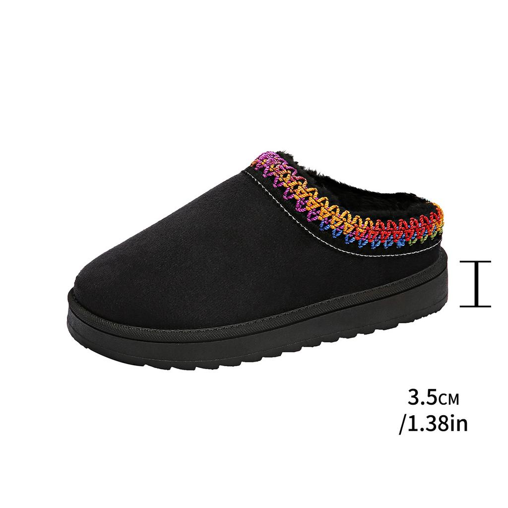 Winter 2024 new velvet thick-soled one-pedal snow cotton shoes casual large-size women's shoes