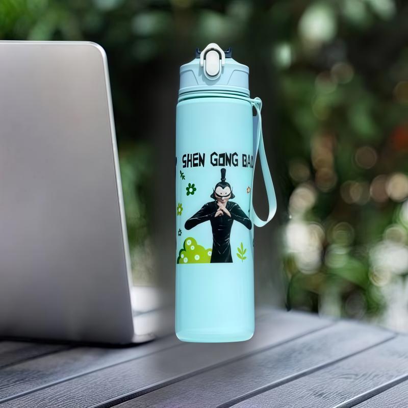 750ml Cute cartoon character water cup Plastic Straw Water Cup Sports Water Bottle High Value Outdoor Large Capacity Camping