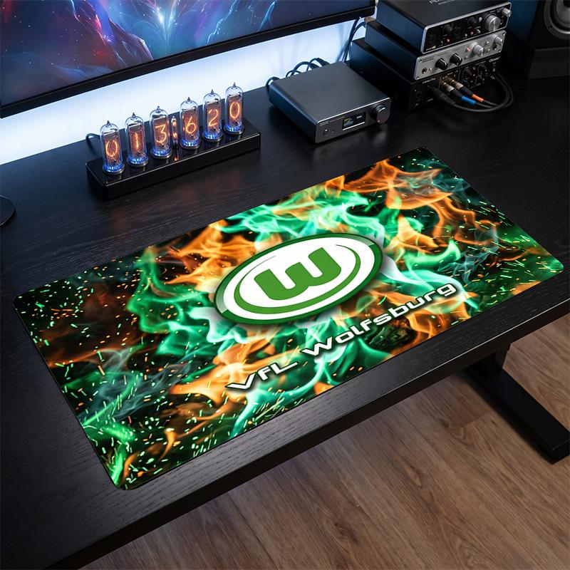 VfL Wolfsburg FC Themenmuster Mauspads, Fußball Logo Design XXL Gaming Schreibtischmatte Rutschfeste Computer-Mauspad