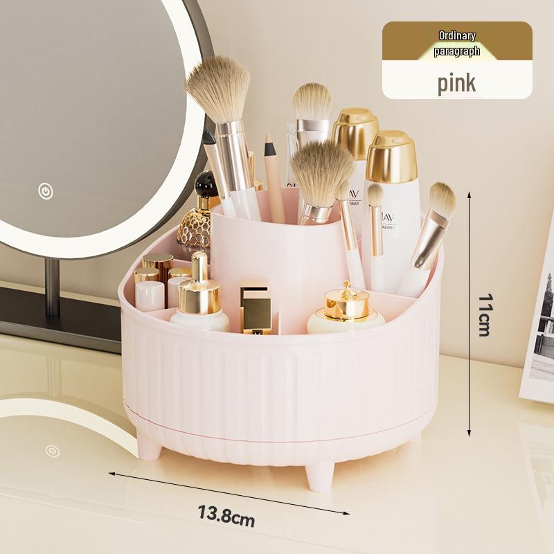 Rotatable Dust-Proof Desktop Cosmetic Storage Box for Makeup Brushes