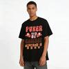 Western Retro Fun Slogan Printed T-Shirt PUKER UP COWBOY Pure Cotton T-shirt