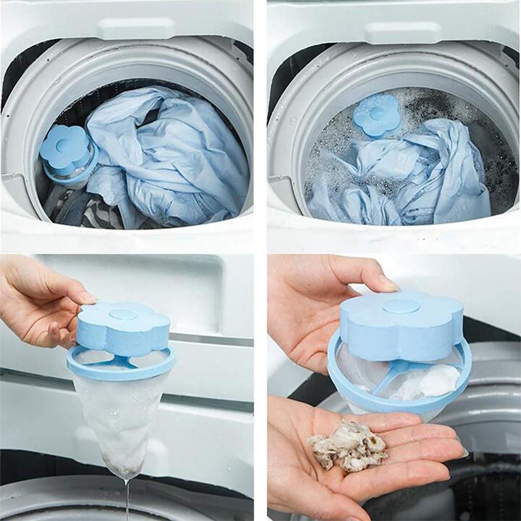 Flower Shaped Washing Machine Lint Filter Bag Laundry Hair Remover Mesh Net Durable Fabric Care Tool for Washer and Dryer
