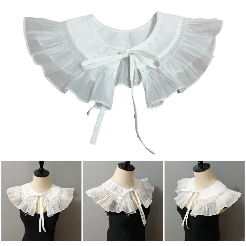 Vintage Ruffle Lace Collar Detachable Faux Collar Women and Girl Neckwear Blouse Skirt Decorative Collar for Theme Event