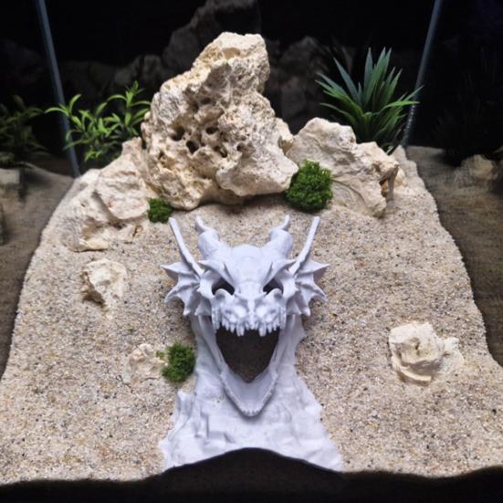 Drachen-Design Aquarium-Höhle 3D-gedruckter Fischtunnel Versteck unter Kies Tunnel mit Sichtfenster