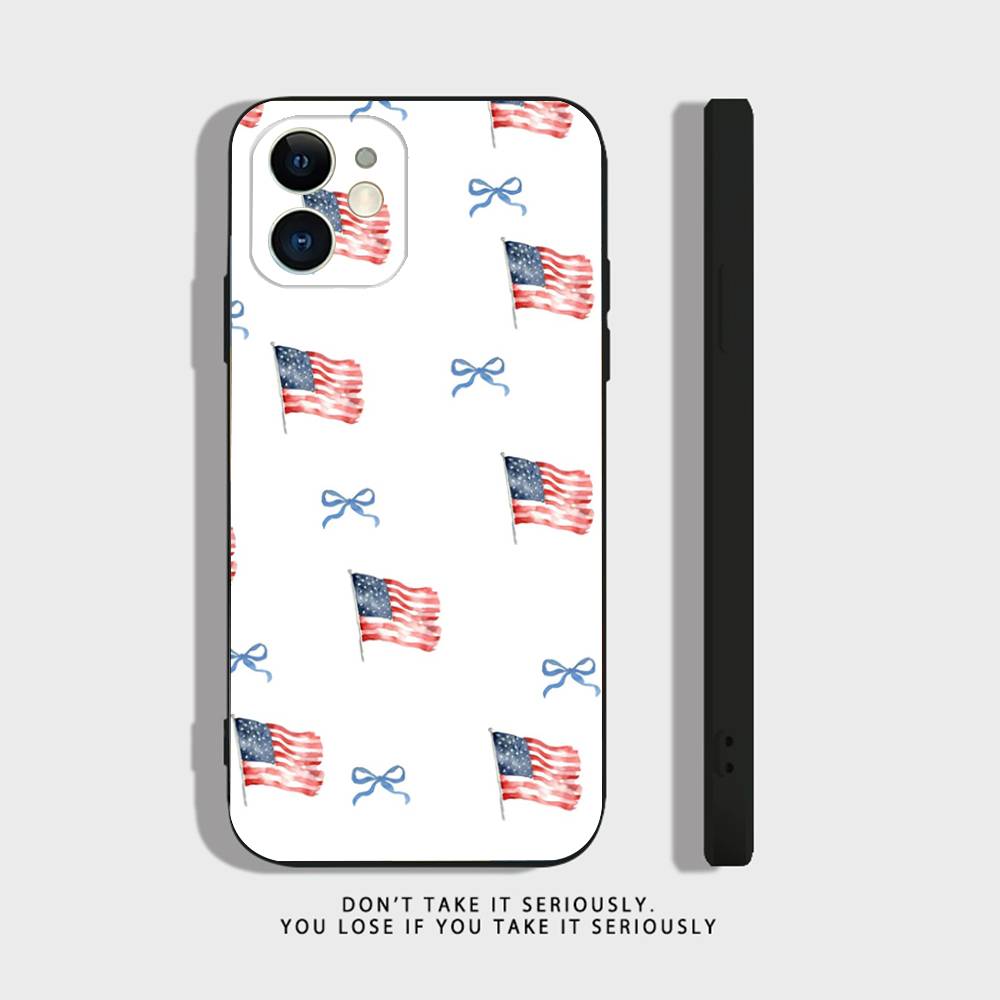 America USA Flag Cool Phone Case For iPhone 17 16,15,14,13,12,11,Pro,XS,Max,XR,Plus,Mini Soft Silicone Black Shockproof
