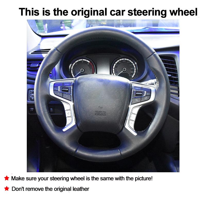 Hand Stitching Car Steering Wheel Cover Wrap for Mitsubishi L200 Outlander PHEV Shogun Sport Pajero Triton 2015-2026