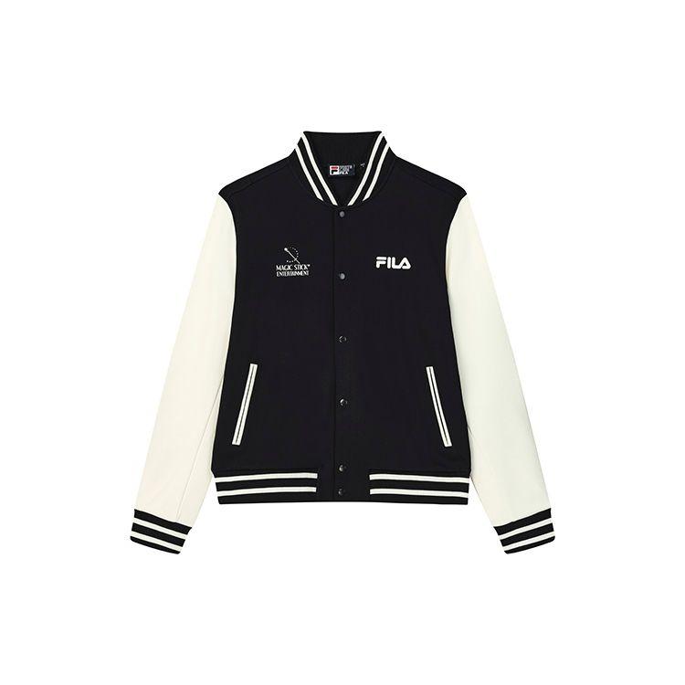 

FILA Fleece Baseball Collar Logo Print Casual Long Sleeve Jacket Men jackets Legendary-Blue F11M249502F-NV XL