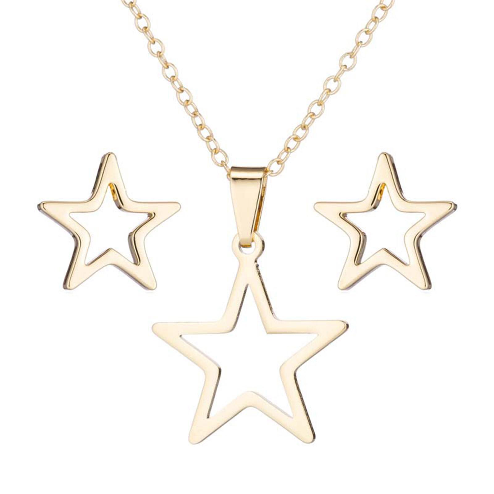

Star Studs Earrings Necklace Female Ear Studs Choker Women Jewelry Set Party Jewelry Alloy Material Gift for Women Girls 1