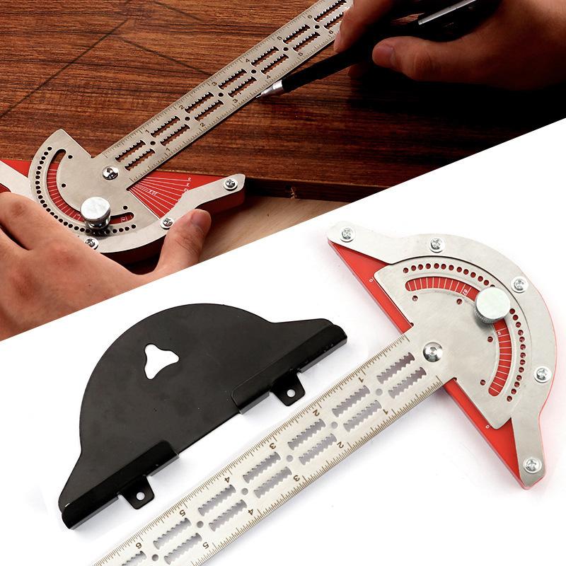 0-180 Degree Angle Gauge Woodworkers Edge Ruler Aluminum Alloy Protractor Angle Finder Ruler Precision Carpenter Measuring Tool