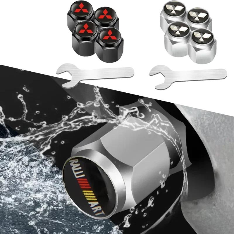 cxjvah1 Car Tire Valve Caps Wheel Stem Covers with Wrench for Mitsubishi Lancer Outlander Pajero L200 ASX Eclipse Ralliart EVO Galant