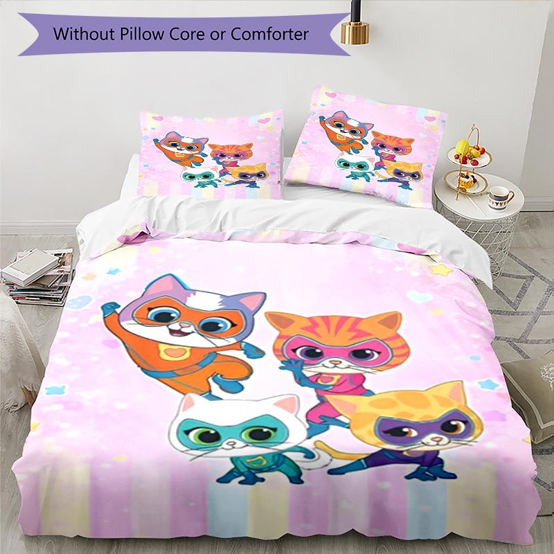 3pcs SuperKitties Bedding Set Duvet Cover Closure Includes 1 Duvet Cover & 2 Pillowcases, Soft and Comfortable for All Seasons.