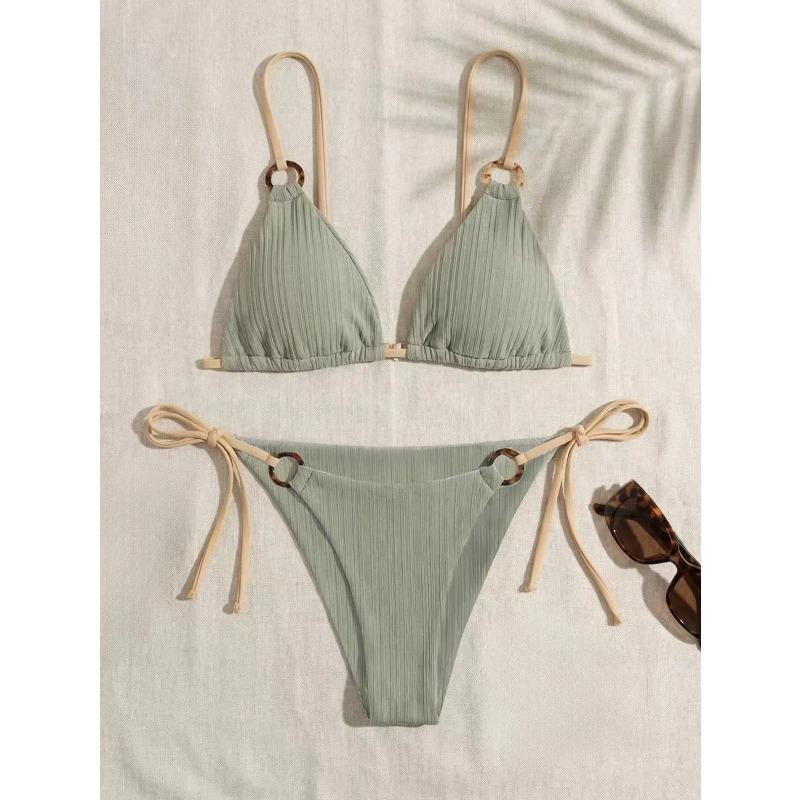 Women's European & American Style Bikini Set Sexy Lace-Up Two-Piece Swimsuit for Beach Vacation