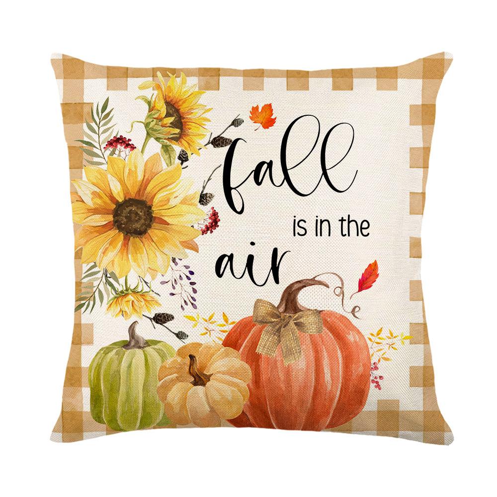 Autumn Harvest Series Cushion Cover Sunflower Pumpkin Print Home Decor Cushion Cover Bedroom Cushion