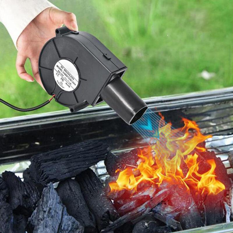 12V Dc 7530 Blower Turbo Cooling Fan with Adjustable Speed Power Controller Barbecue Air Blower Picnic Grill Wood Stove Cooking