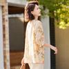 Pasite Women's Seven-Quarter Sleeve Casual Floral Print Top