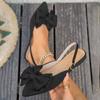 Bow bag head empty sandals summer new European and American pointed cloth flat sandals