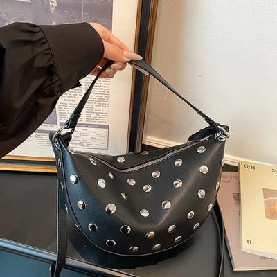 Rivet Crescent Armpit Bag Shoulder Messenger Women's Bag