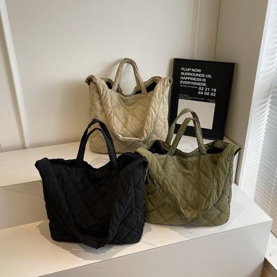 Lässige schlichte Tasche mit großem Fassungsvermögen, Herbst und Winter neu, Umhängetasche mit Stickerei, tragbare Messenger-Tasche, Damen-Einkaufstasche