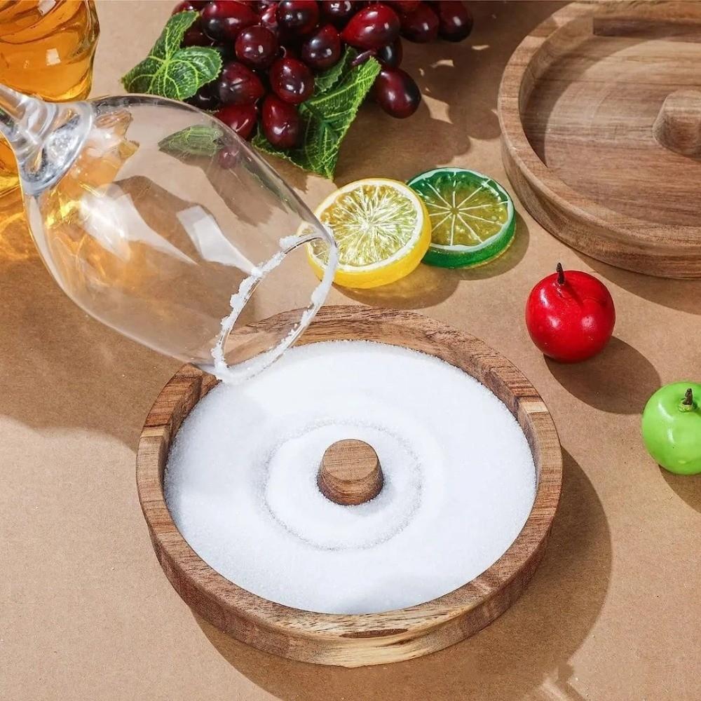 Wooden Margarita Salt Rimmer Round Cup Salt Rimmer Bar Accessories Sugar Edge Box  Drinks Garnish