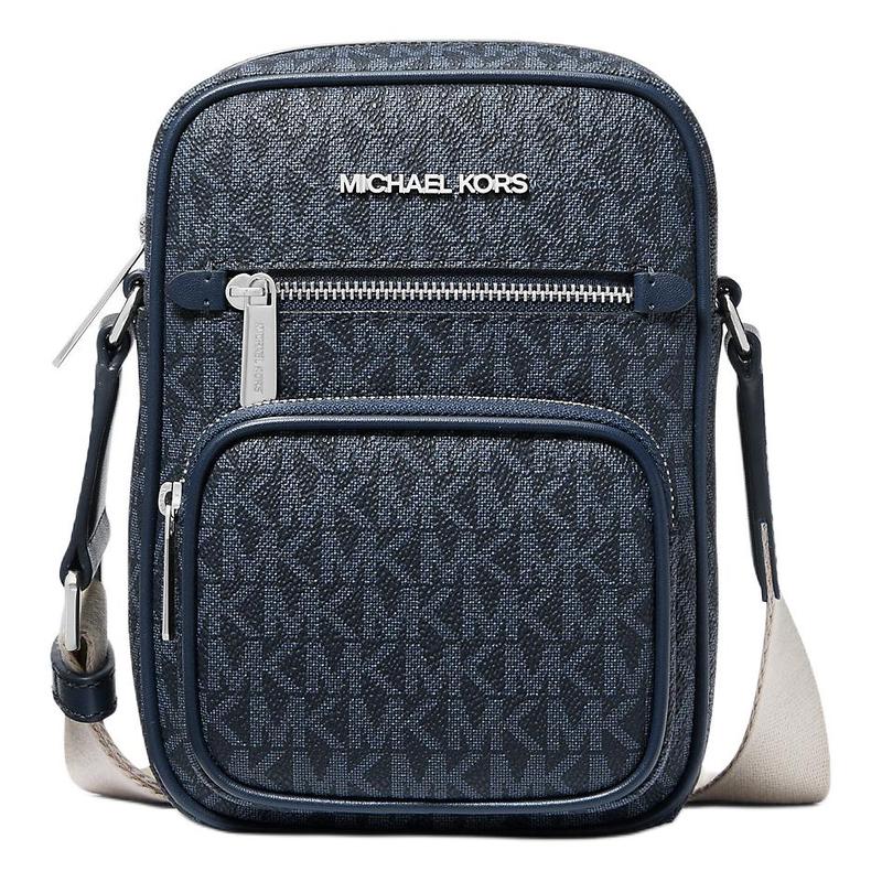 MICHAEL KORS Jet Set Letter Logo Zipper Closure Coated Canvas Crossbody Bag Medium Women s Navy Blue синий
